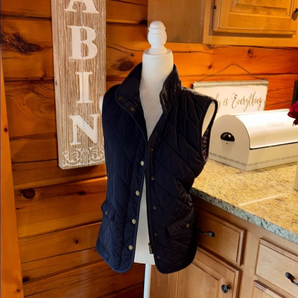 Cambridge Dry Goods blue Quilted Vest with Gold Buttons